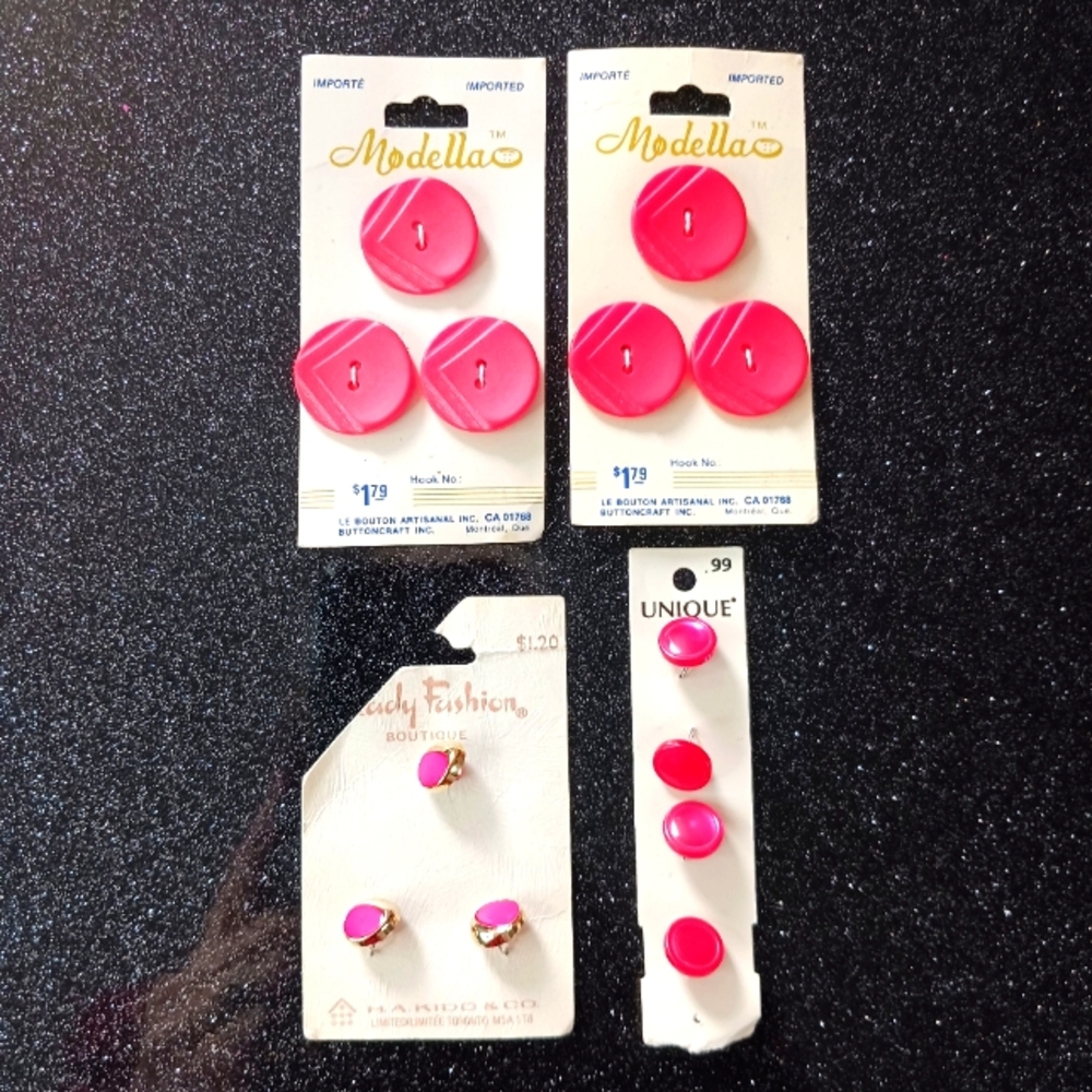 Dark Pink Vintage Button Bundle.